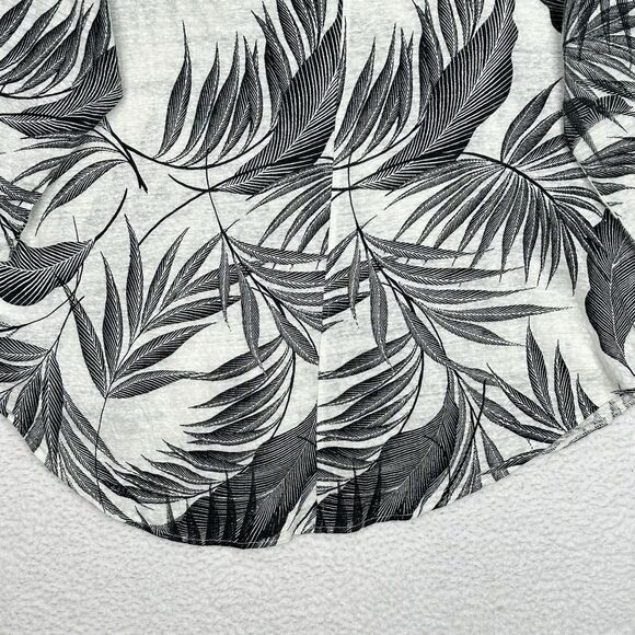 Tamari 100% Linen Palm Leaf Print Top Plus Sz 2X V-Neck 3/4 Sleeve Blouse Resort - Picture 10 of 12